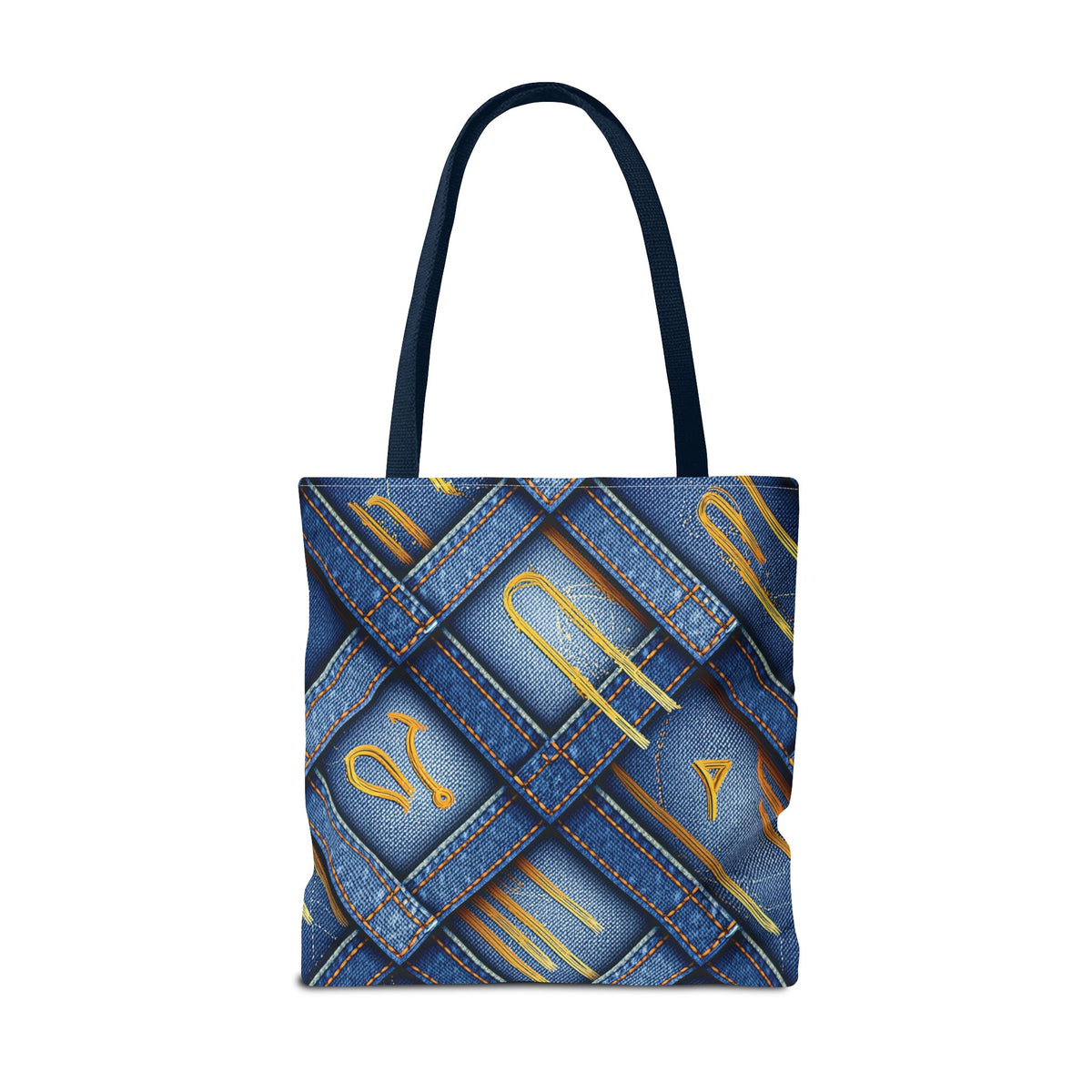 Denim Fabric Imitation Print Unisex Canvas Bag Poly Spun 3 Sizes Tote Bag 184-3