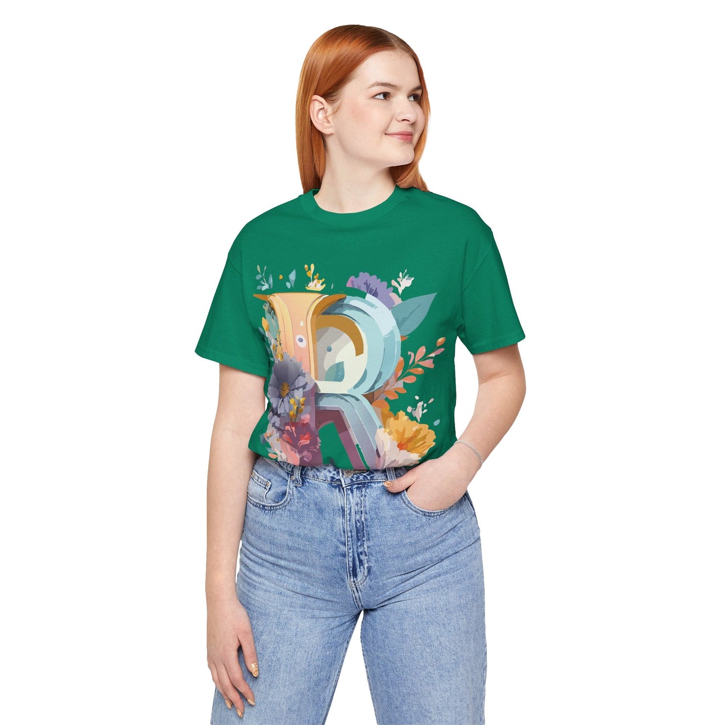 Letter R Graphic Tee Unisex Short Sleeve Vintage Inspired Shirt By Adelpha Art Design Tee