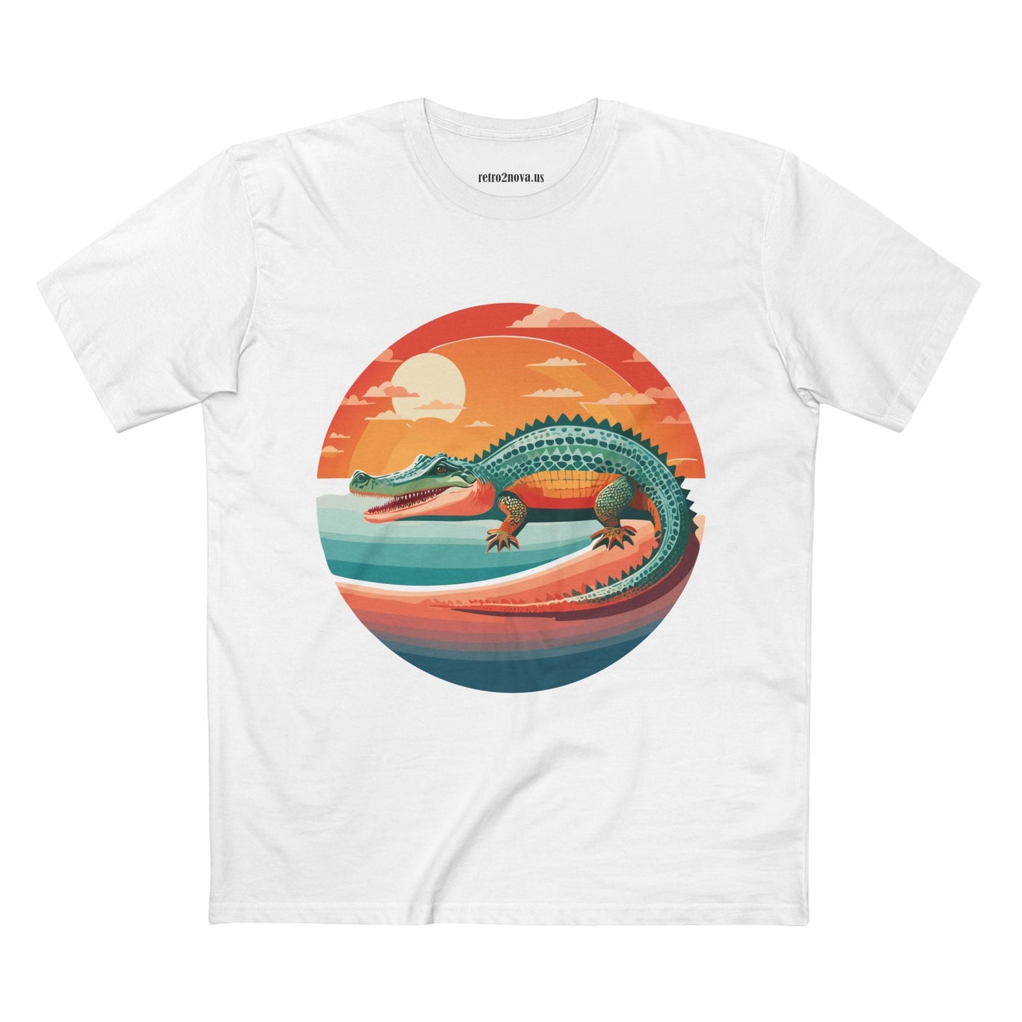 Unisex Crocodile Animal Shirt With Original Art Design Retro2Nova Premium Cotton Staple Tee For Everyday Comfort