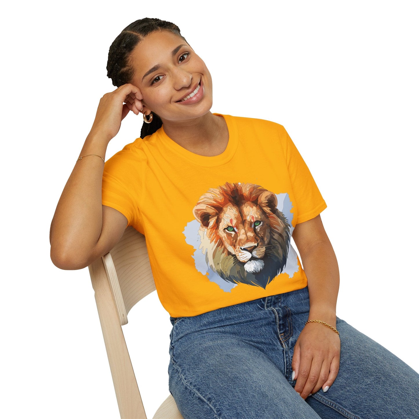 Lion Shirt Unisex Animal Tee Softstyle Gildan 64000 100 Percent Ring Spun Cotton
