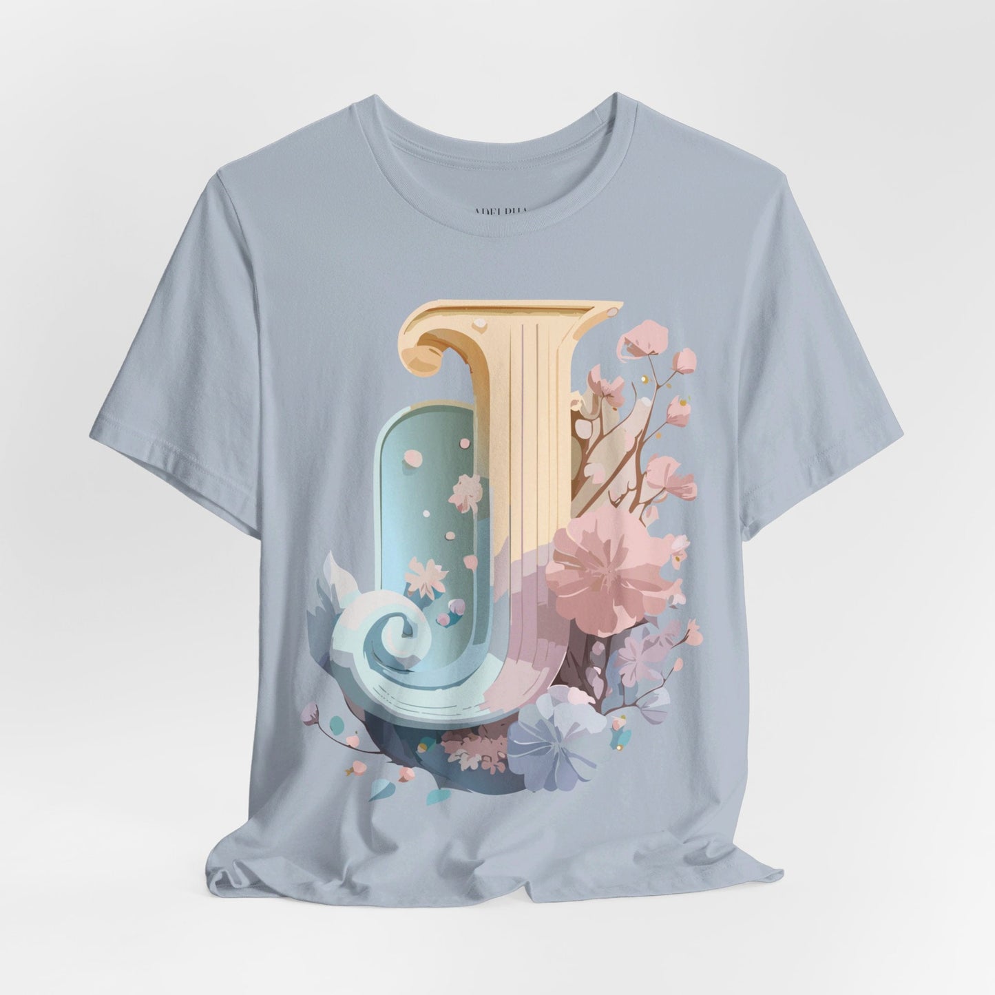 Letter J Shirt Unisex Graphic Tee Adelpha Vintage Inspired Artwork Design Short Sleeve