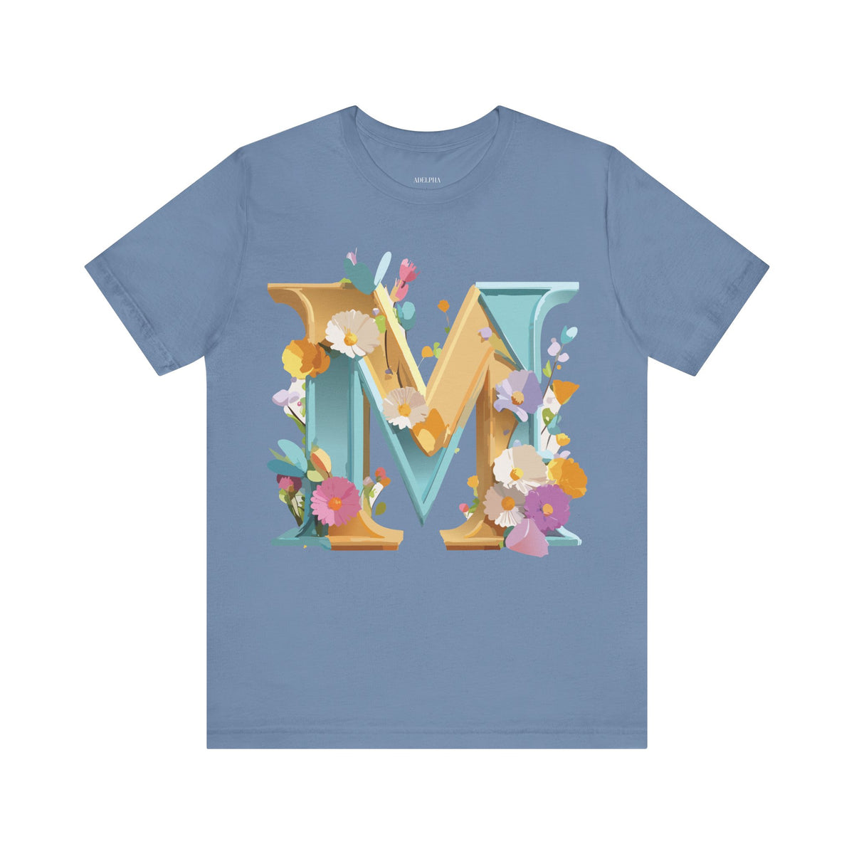 Letter M Graphic Unisex Cotton Bella+Canvas Tee with Art Letter Design