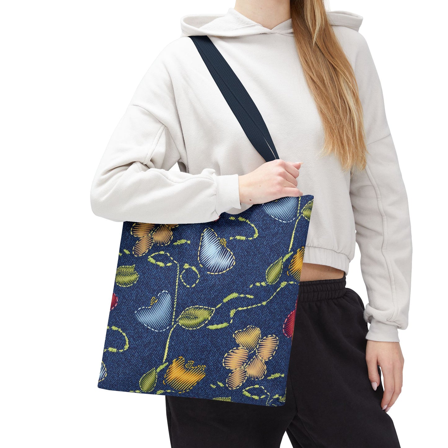 Denim Fabric Imitation Print Unisex Canvas Bag Poly Spun 3 Sizes Tote Bag 128