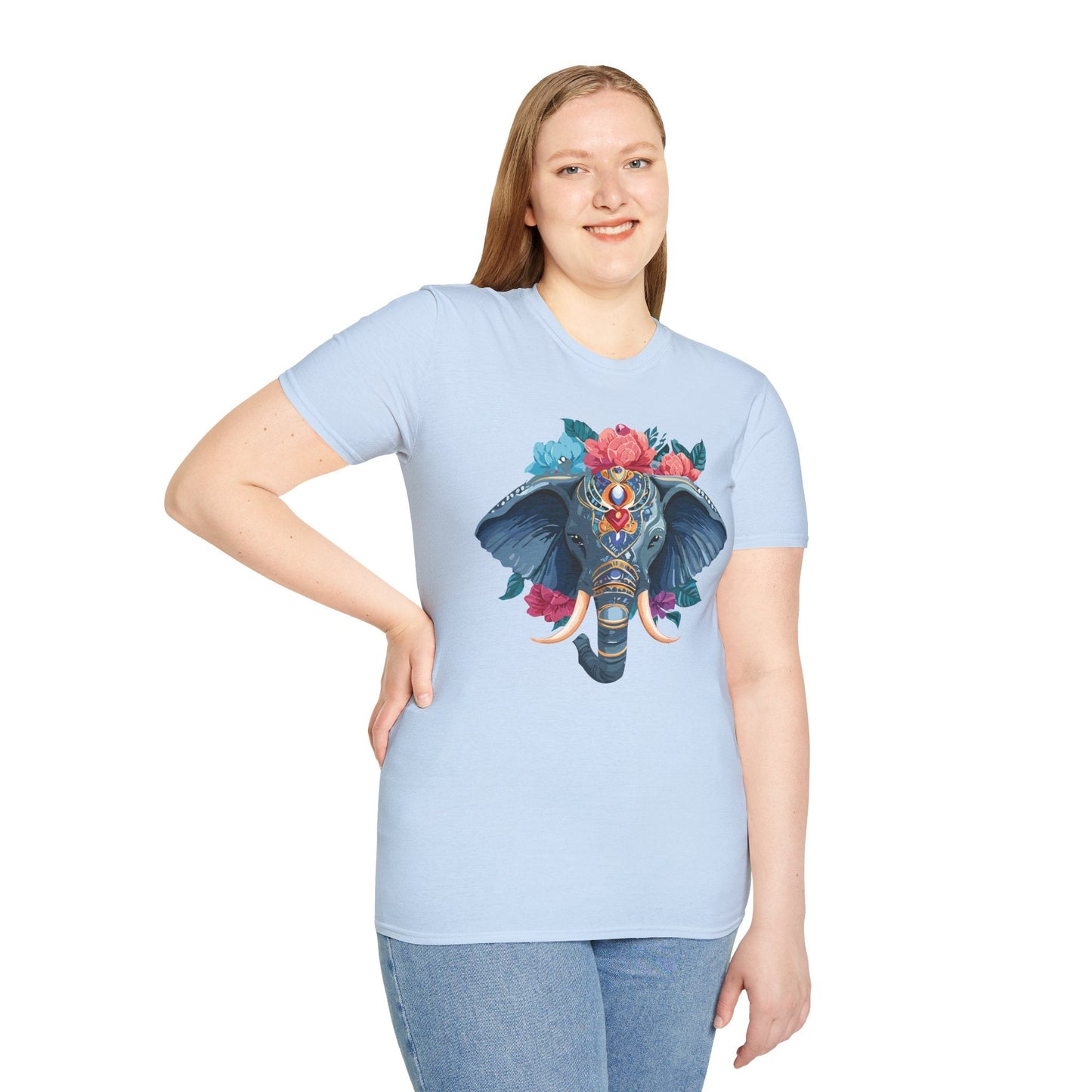 Elephant T Shirt Unisex Softstyle Tee Gildan 64000 100 Percent Ring Spun Cotton Fabric