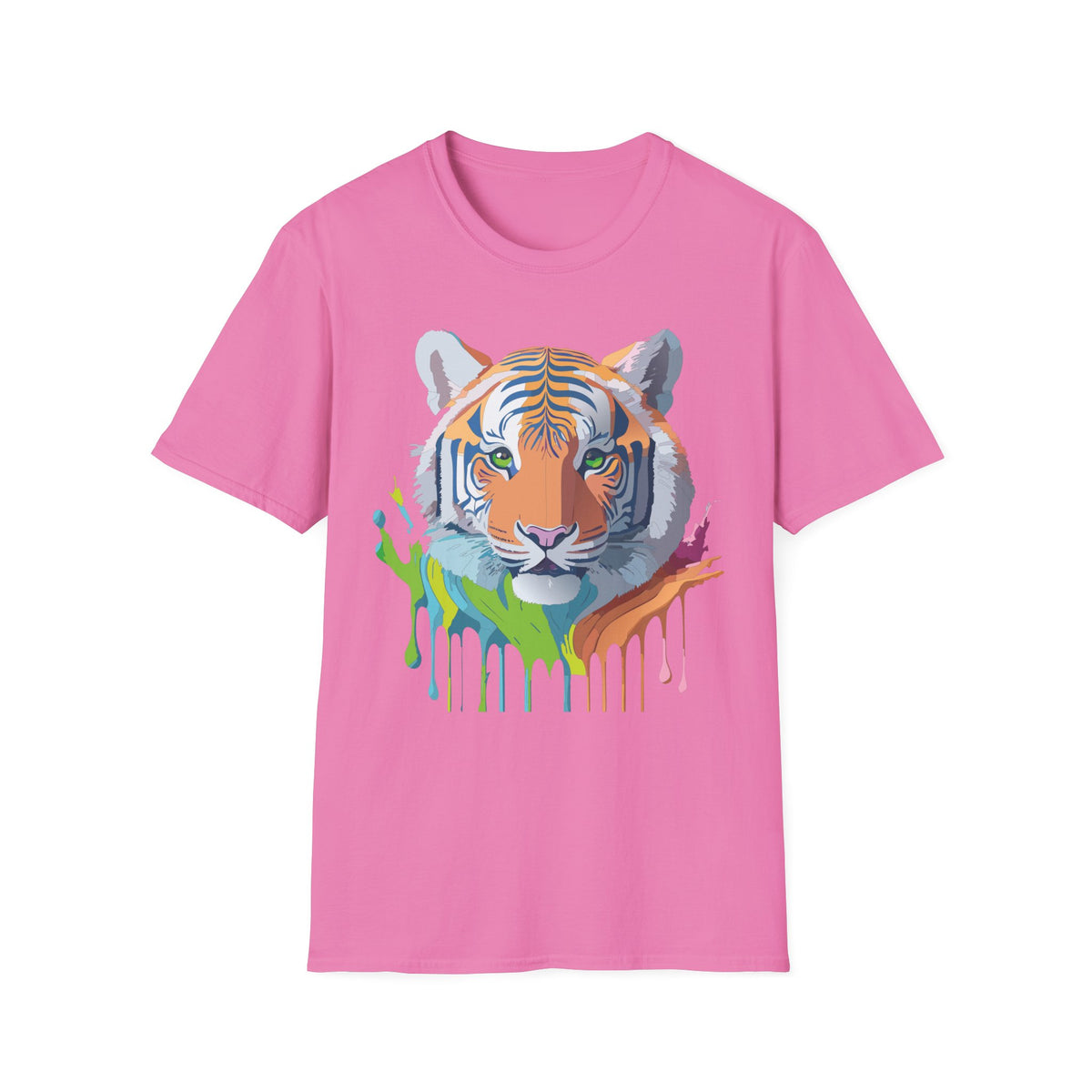 Colorful Tiger Head T-Shirt | Watercolor Drip Animal Shirt