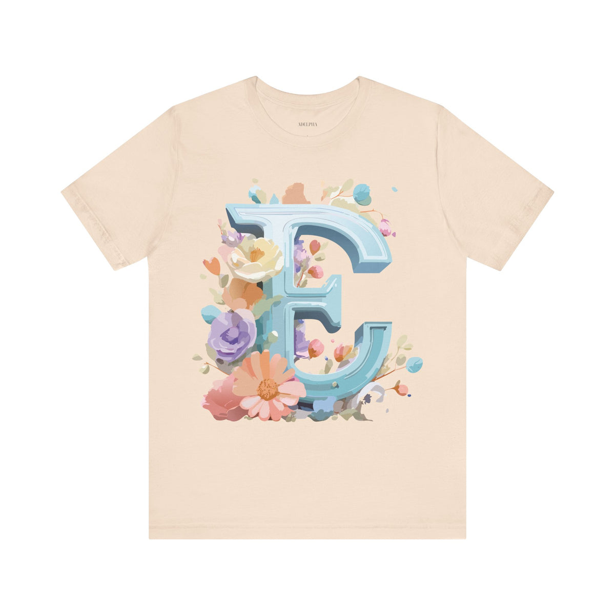 Letter E Graphic Unisex Cotton Bella+Canvas Tee with Art Letter Design