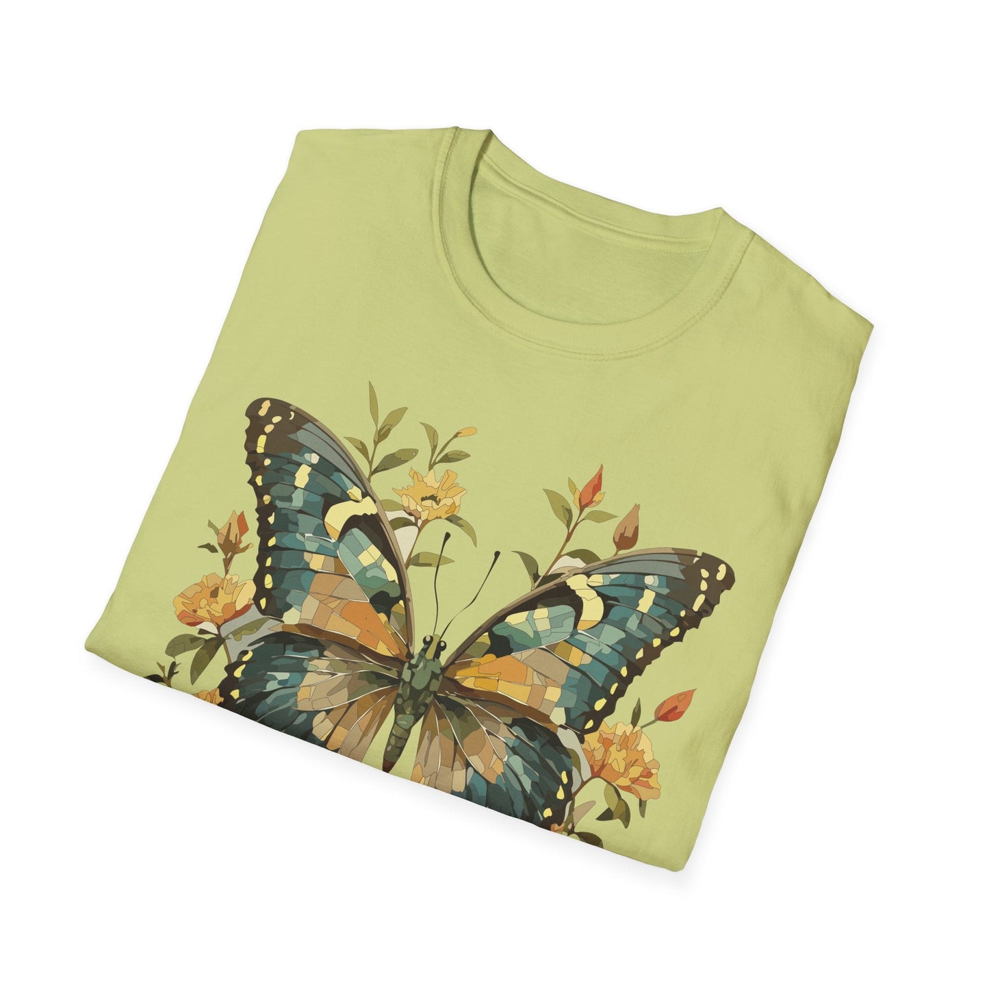 Butterfly Print T Shirt Unisex Monarch Shirt Gildan Softstyle 64000 Ring Spun Cotton