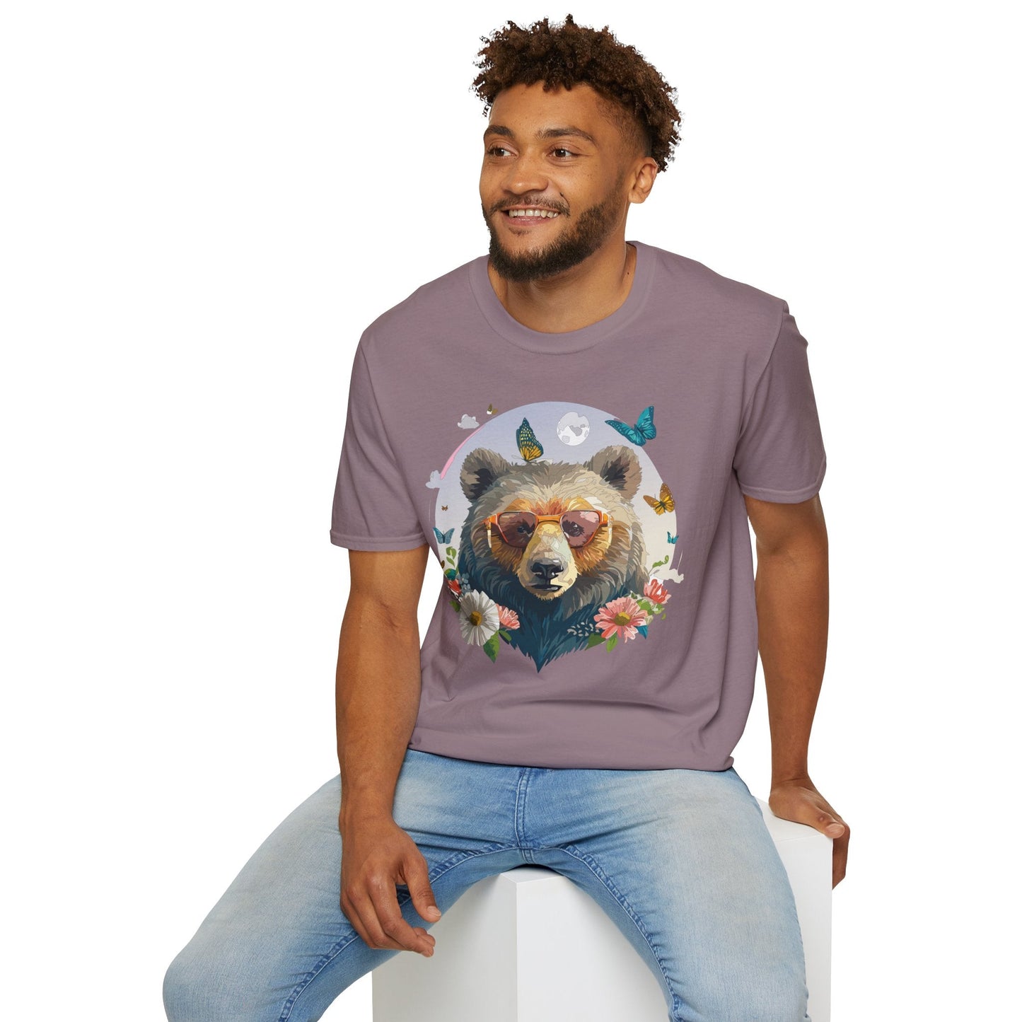 Bear T Shirt Unisex Softstyle Tee 100 Percent Ring Spun Cotton Gildan 64000 Comfortable Wear