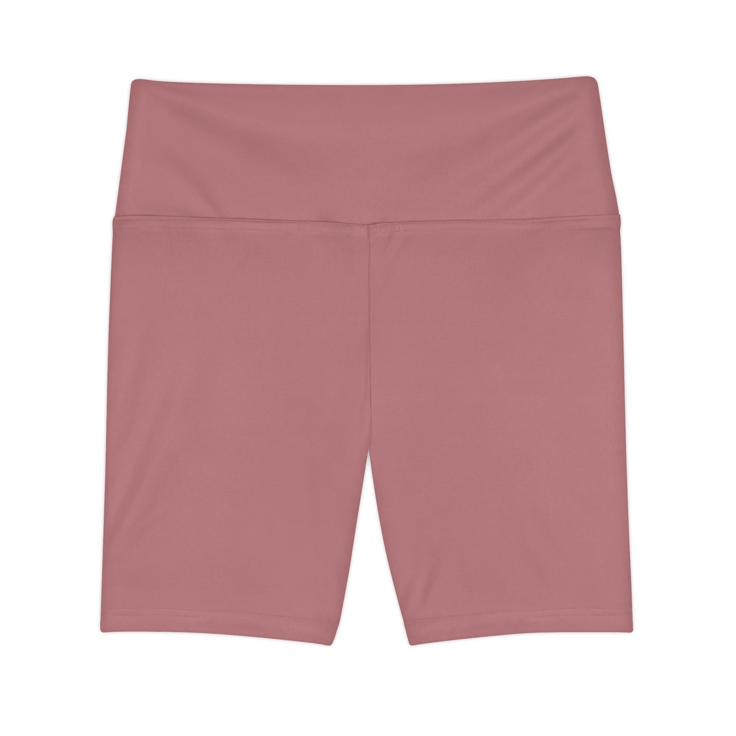 Dusty Rose Coral Women's High-Waist Workout Shorts — Dusty Rose Bike Shorts for Yoga & Training