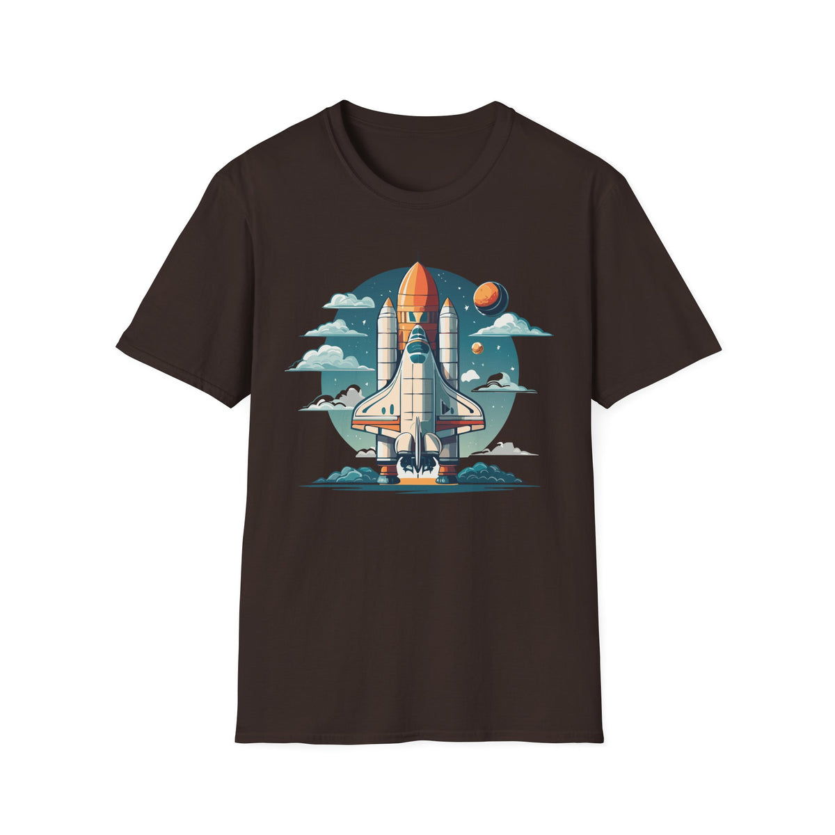 Retro Space Shuttle Illustration T-Shirt | Rocket Launch Graphic Design Unisex 100 Cotton Gildan T-Shirt