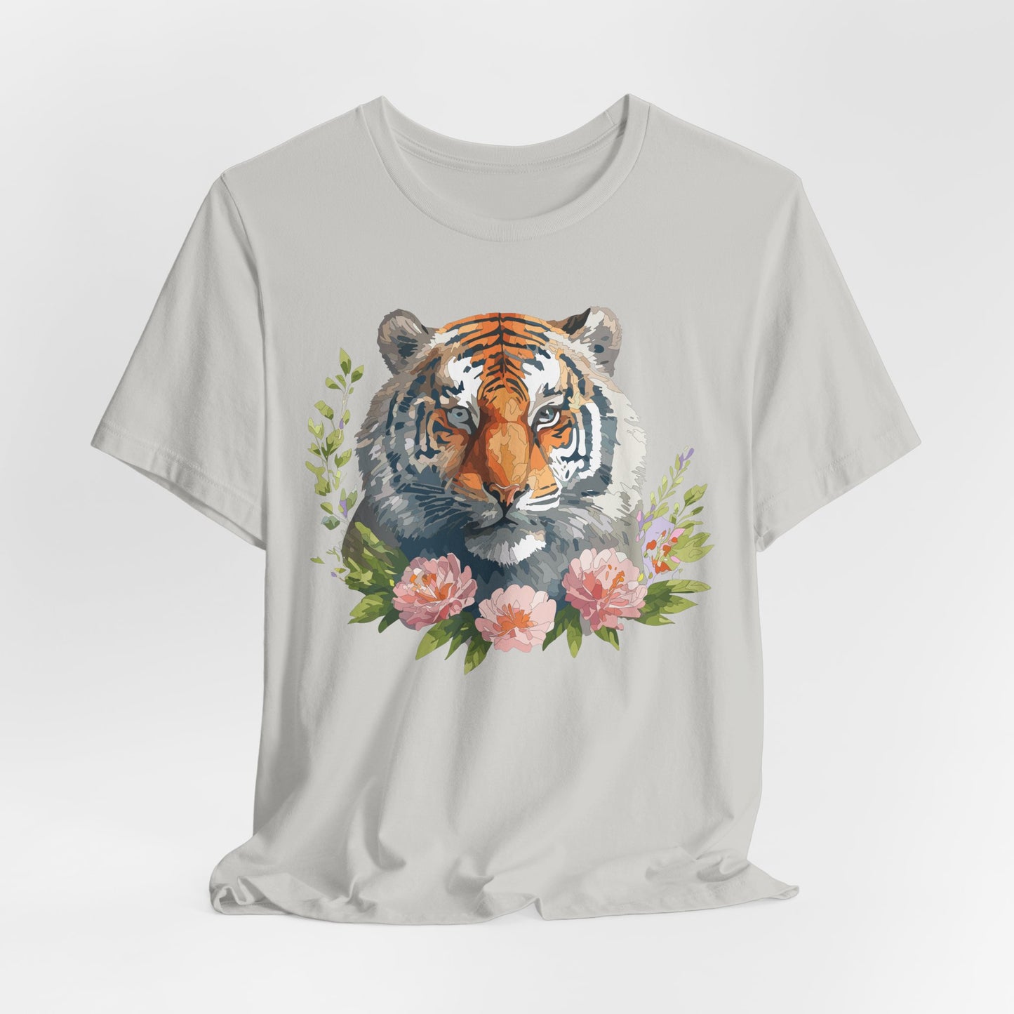 Floral Tiger Shirt, Animal Shirt, Tiger Tee, Unisex Tee, Floral T-shirt, T-Shirt with Animal