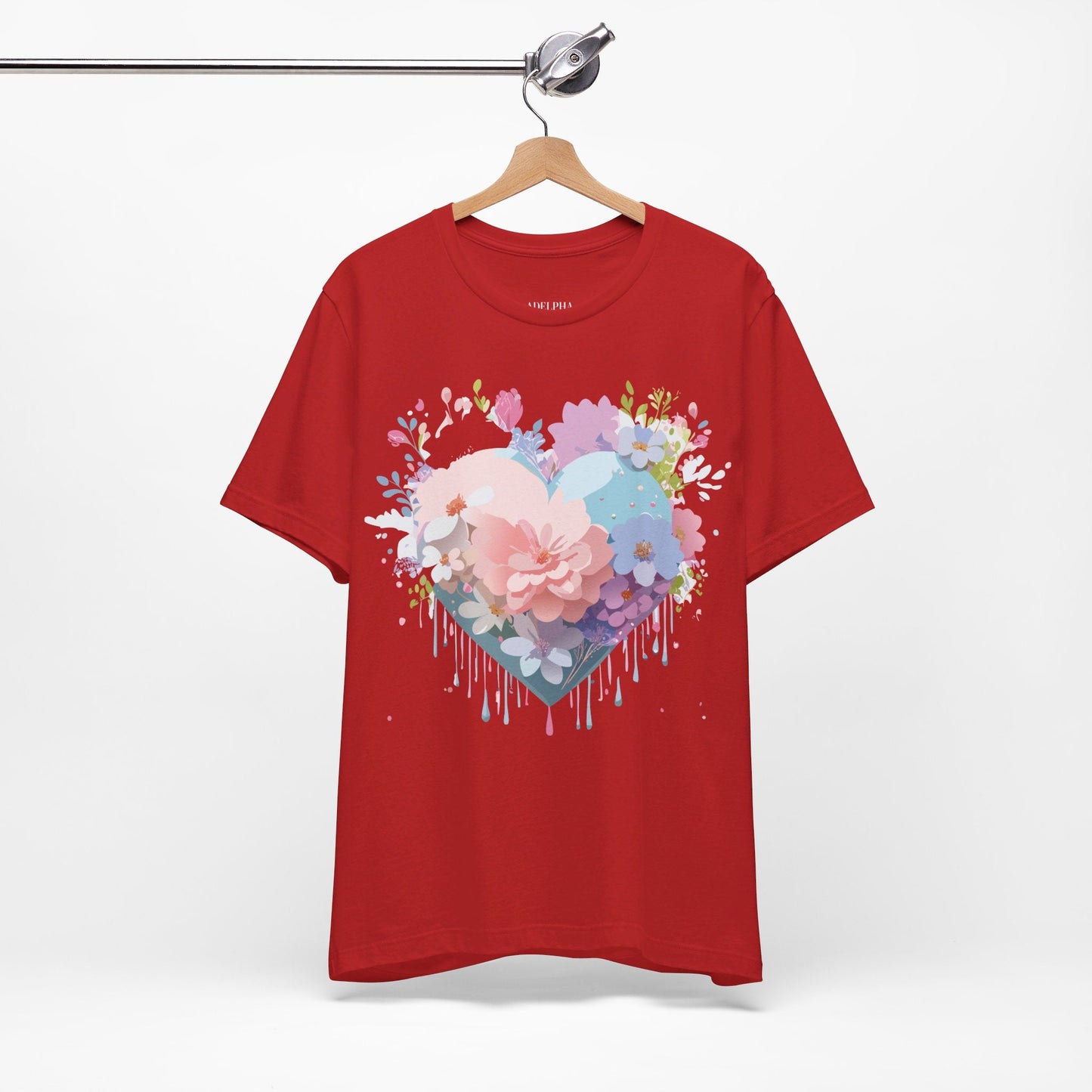 Valentine Day Graphic Unisex 100 Cotton Vintage Artwork with Love and Flower Design Tee 32