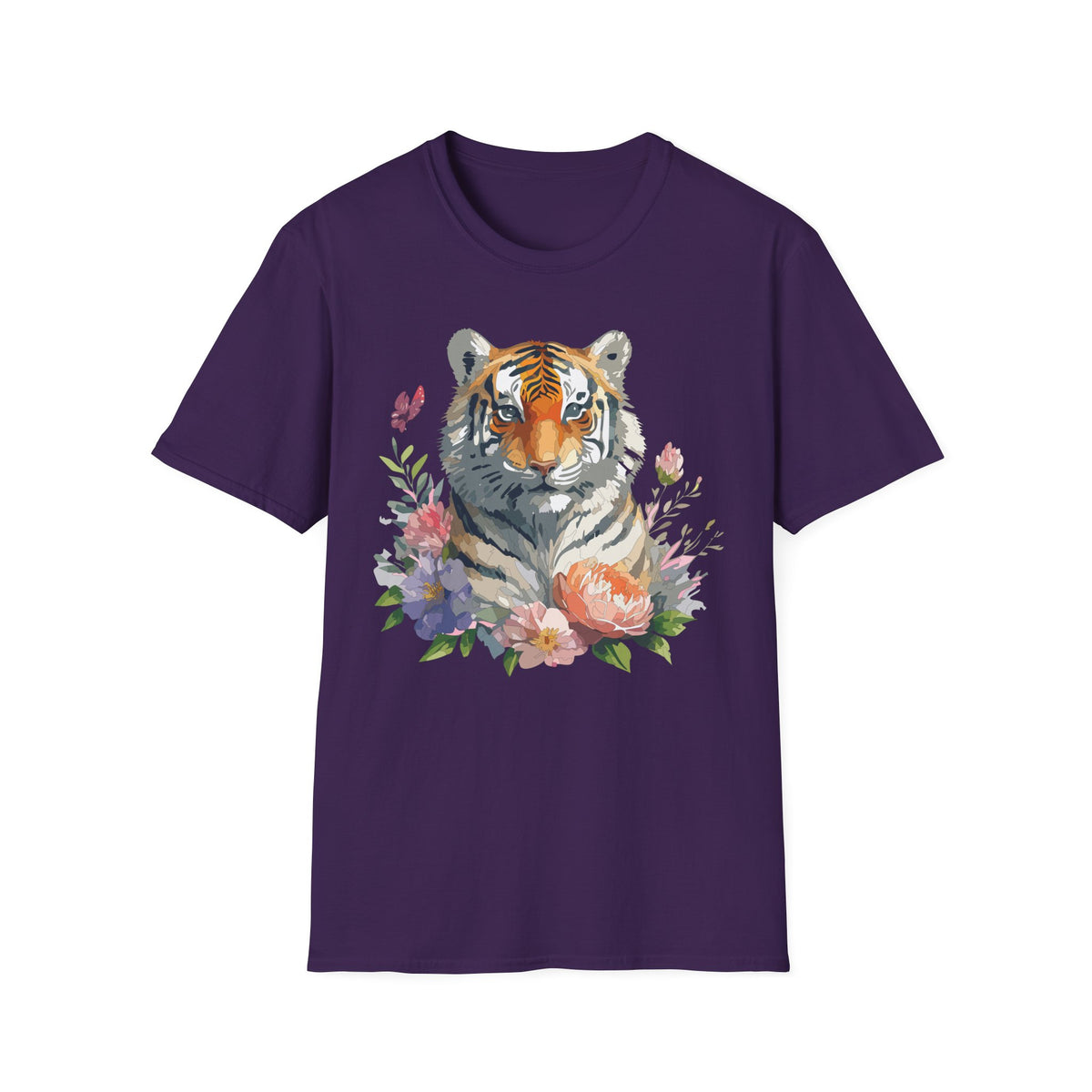 Watercolor Tiger Floral T-Shirt | Tiger Portrait Tee