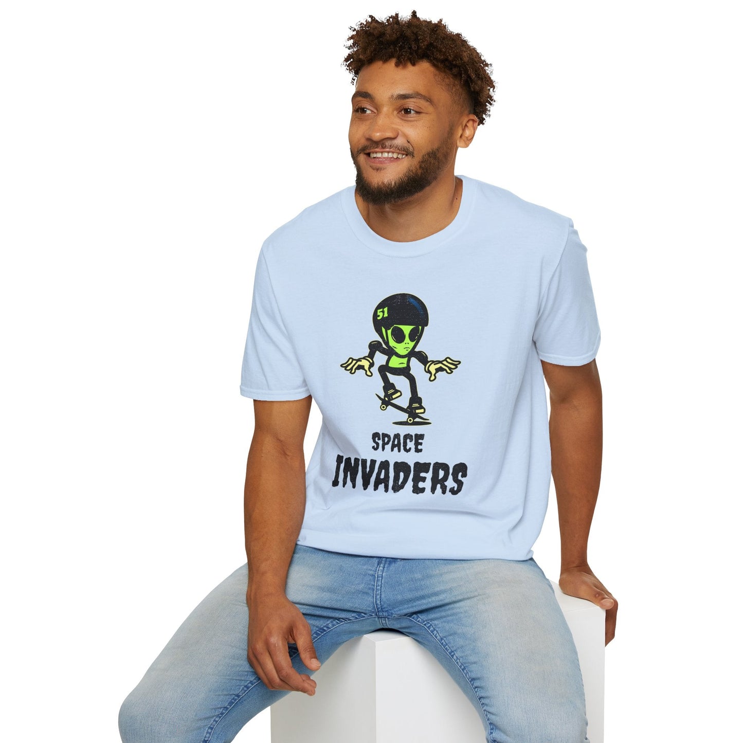 Alien Skateboard Space Invaders Shirt