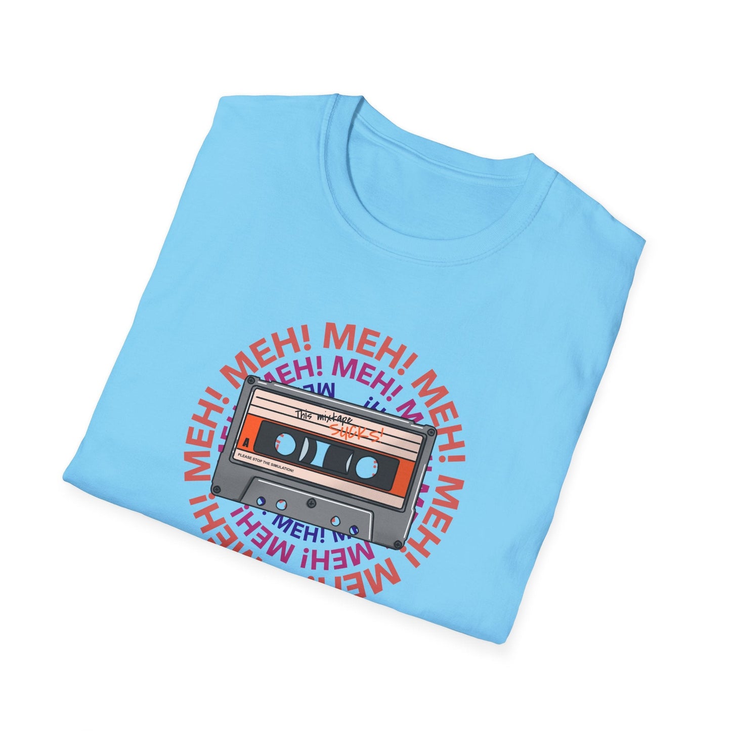 Cassette Tape Meh Graphic T-Shirt Unisex Cotton Retro Funny Music Tee