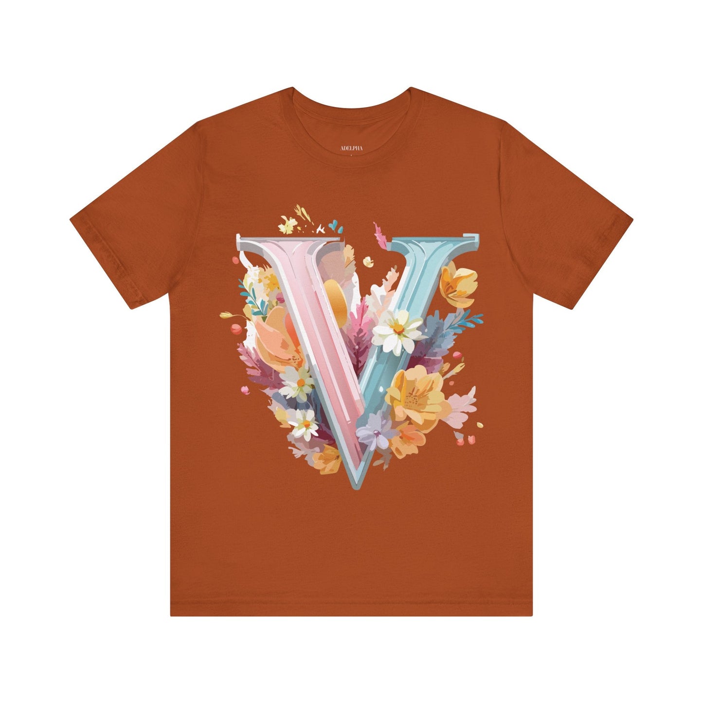 Letter V Shirt Graphic Tee Unisex Jersey Short Sleeve Vintage Inspired Artwork Adelpha