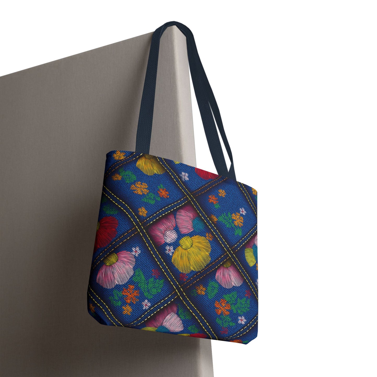 Denim Fabric Imitation Print Unisex Canvas Bag Poly Spun 3 Sizes Tote Bag 132