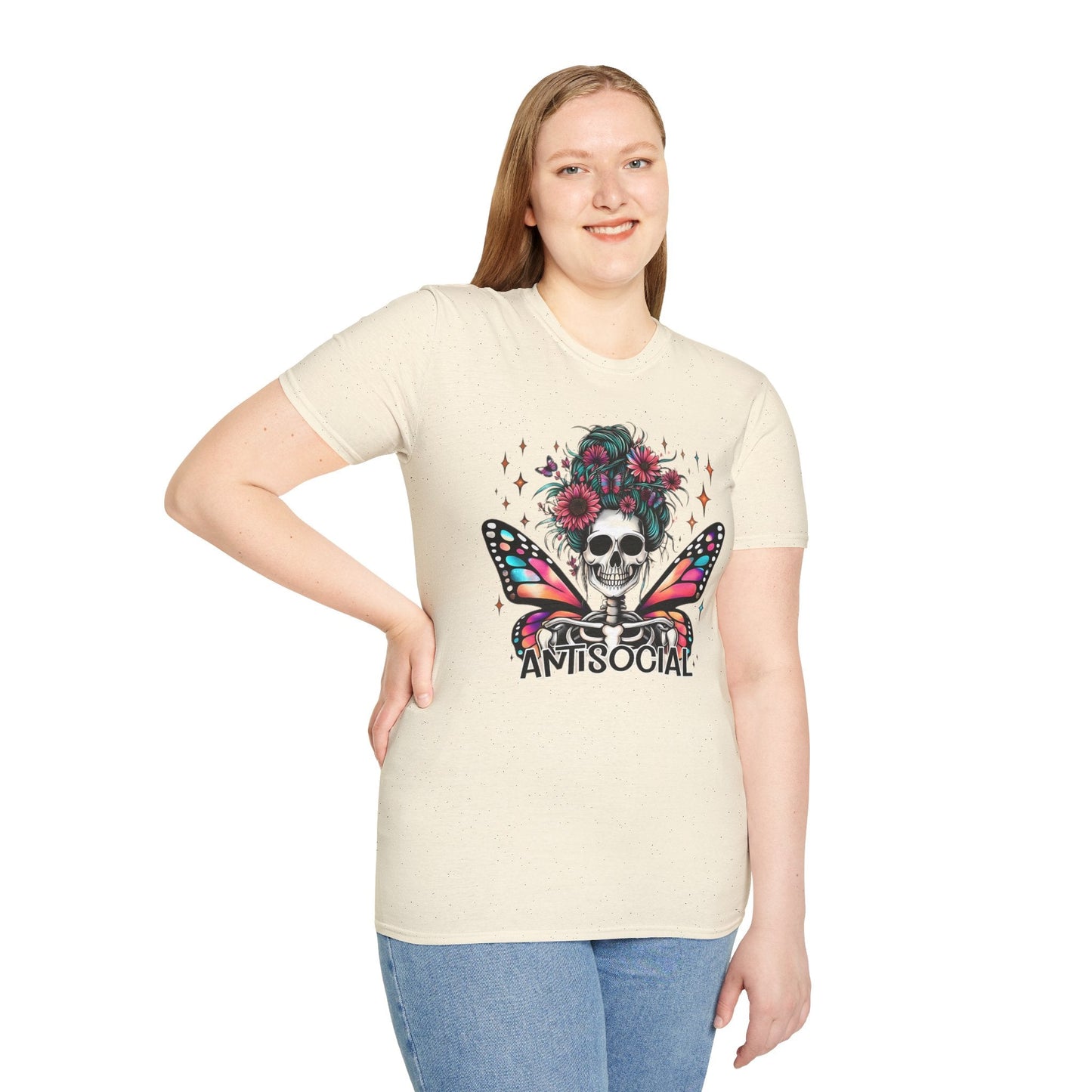 Unisex Skull Graphic Tee Shirt Short Sleeve Skeleton Gildan Softstyle 64000 100 Ring Spun Cotton