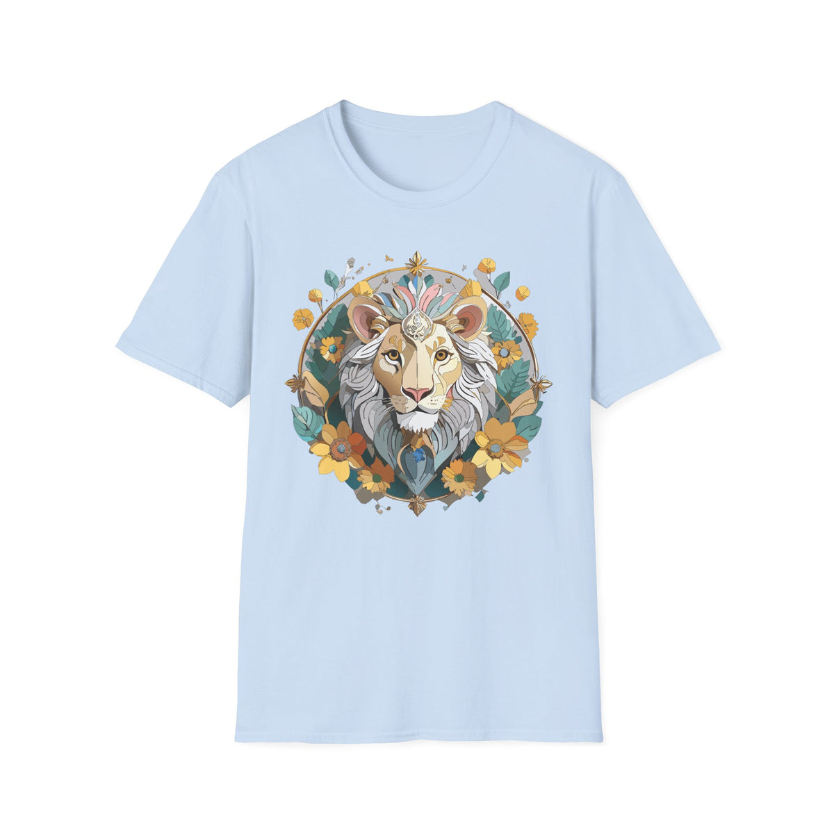 Floral Lion Illustration T-Shirt | Botanical Mane Tee