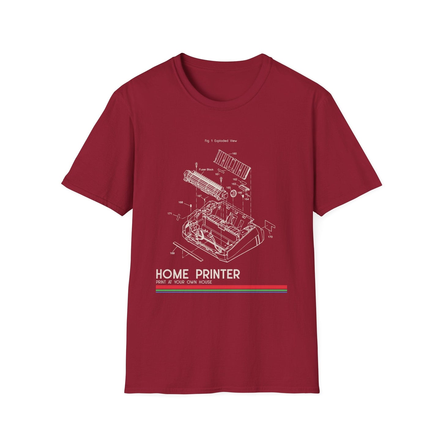 Unisex Cotton T-Shirt Vintage Home Printer Blueprint Tee Home Printer Works 4 Microdots Slogan