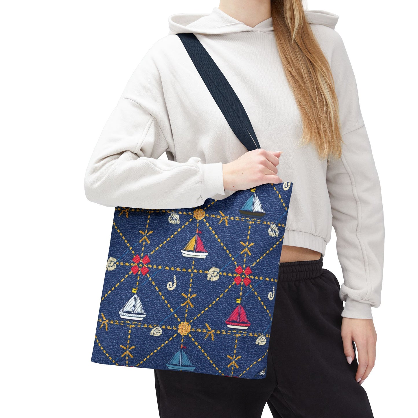 Denim Fabric Imitation Print Unisex Canvas Bag Poly Spun 3 Sizes Tote Bag 182-14