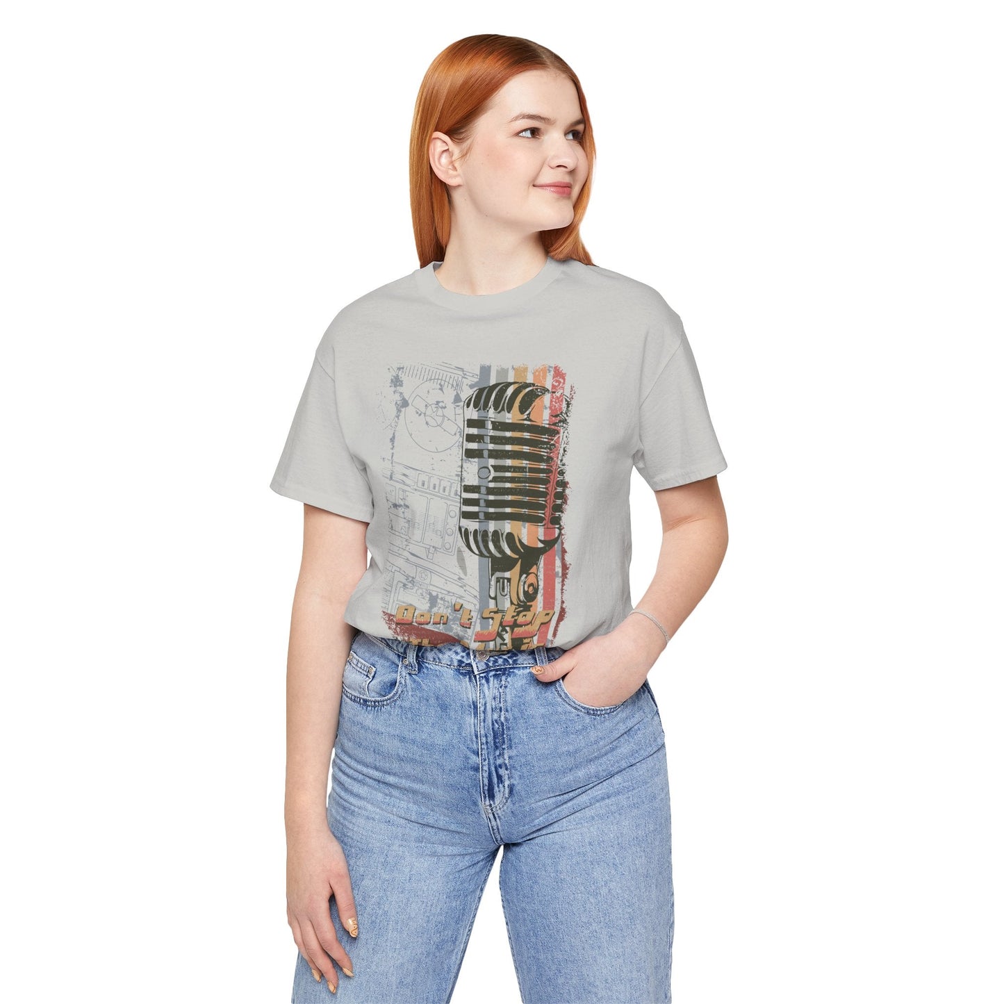 Retro Microphone Graphic Unisex Cotton T-Shirt r9