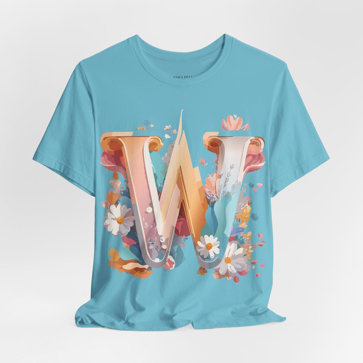 Letter W Shirt Graphic Tee Unisex Jersey Short Sleeve Vintage Inspired Art Adelpha Design