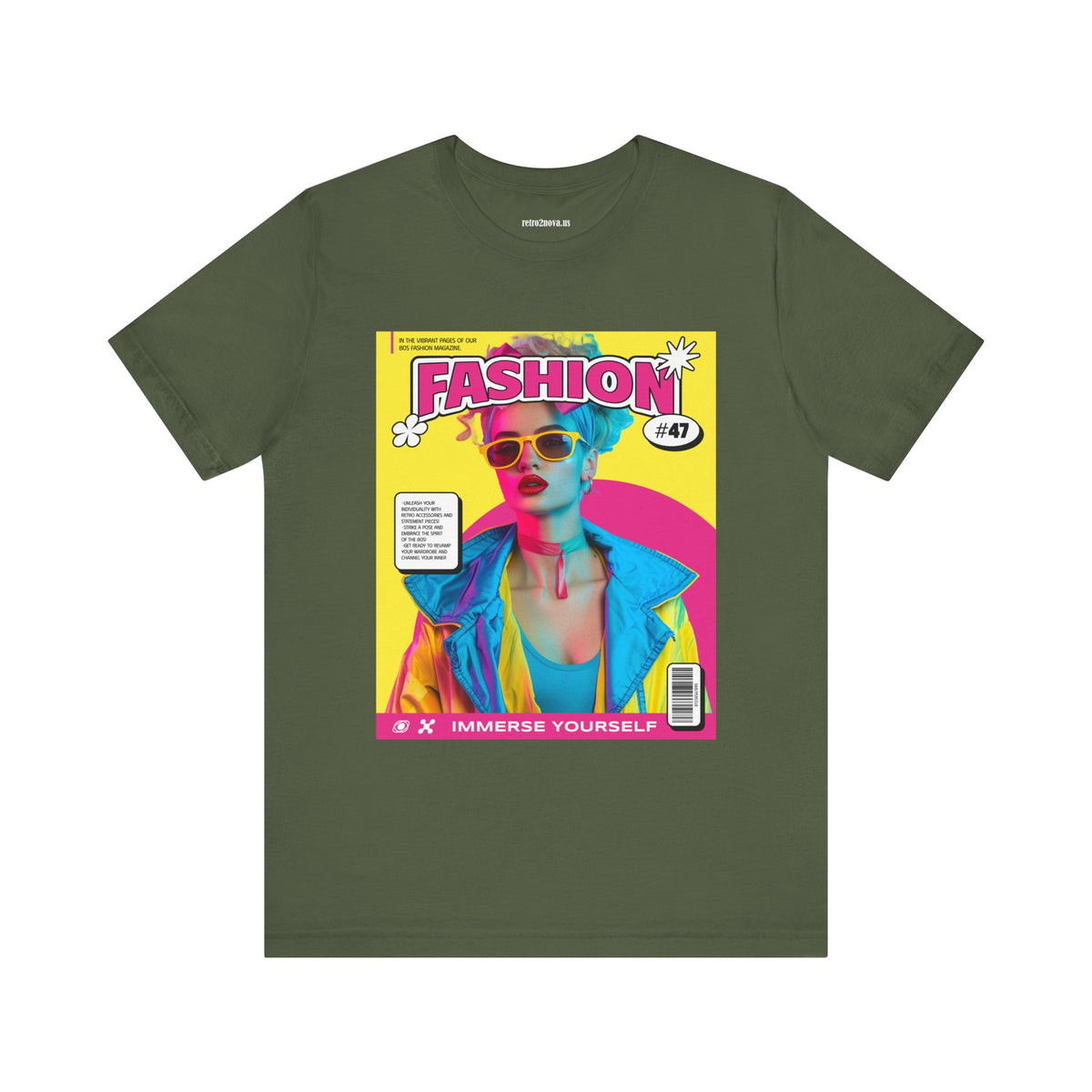 Magazine Cover Graphic Unisex Cotton Bella+Canvas Tee with Retro Poster ab25
