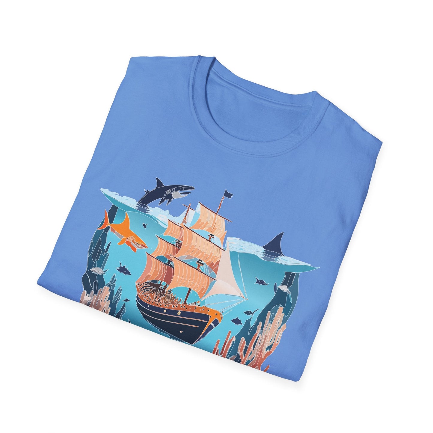 Ocean Tee Shirt Unisex Softstyle 64000 U Boat Design 100 Percent Ring Spun Cotton Tee