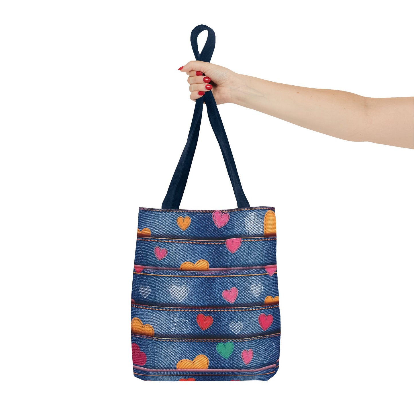 Love Day Graphic Design Denim Fabric Imitation Print Unisex Canvas Bag POLY 3 Sizes Tote Bag 201-28