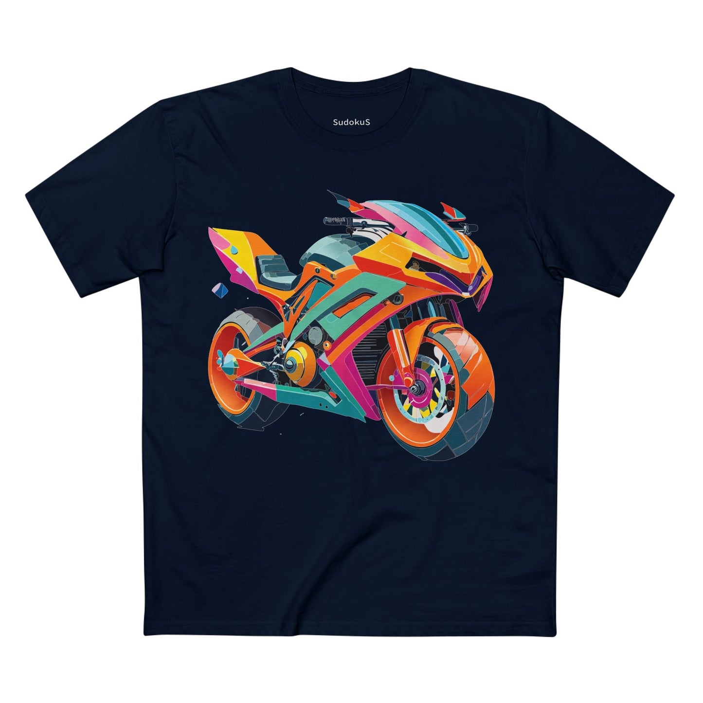 Moto Bike Graphic Unisex 100 Cotton Staple Tee 6