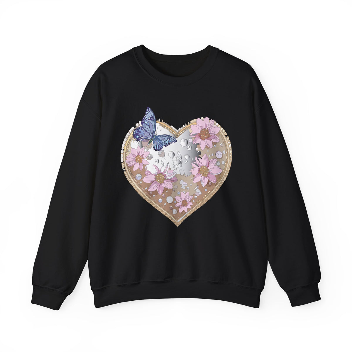Floral Heart Love Graphic Valentine's Day Sweatshirt Unisex 50/50 Cotton-Poly Sweatshirt w34