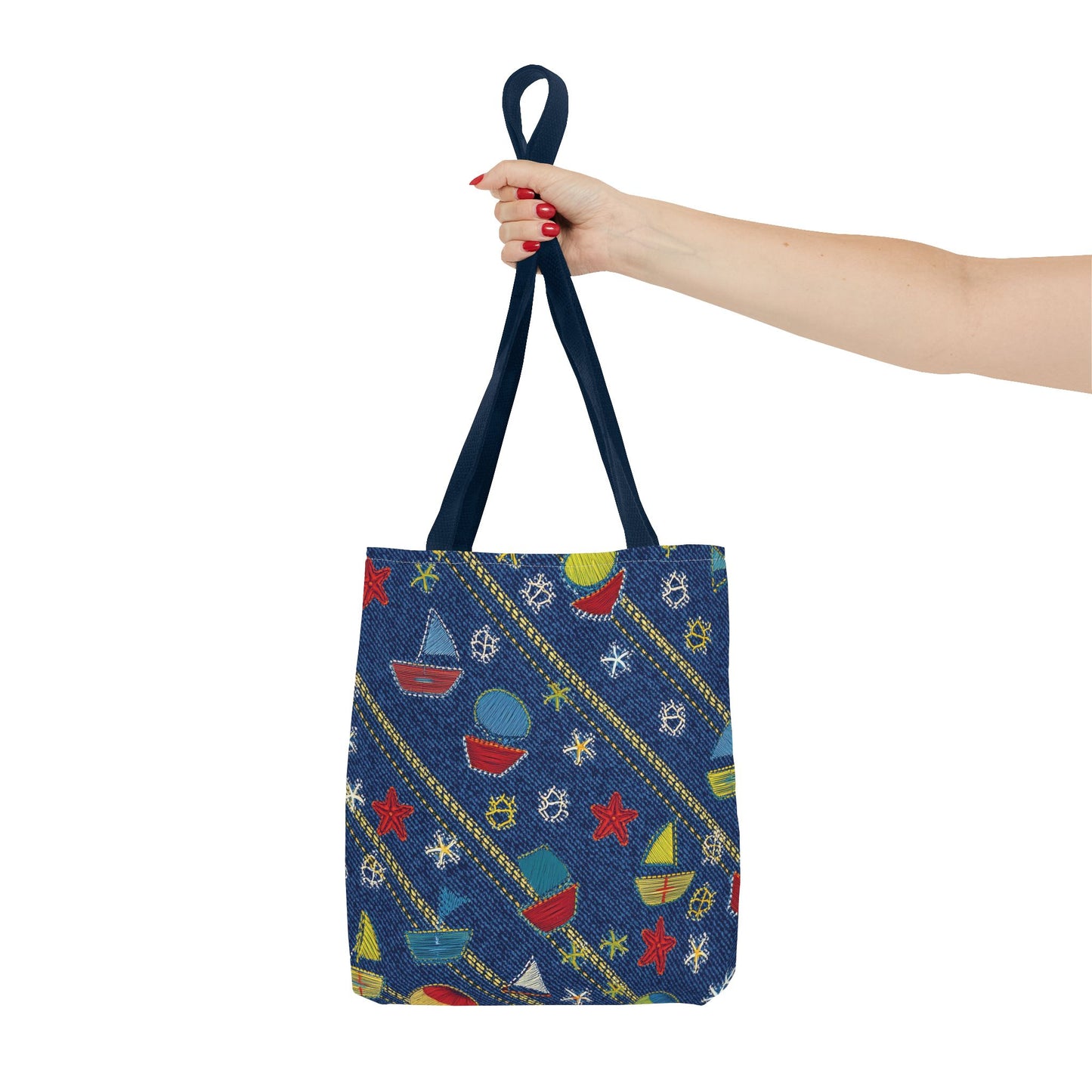 Denim Fabric Imitation Print Unisex Canvas Bag Poly Spun 3 Sizes Tote Bag 182-15