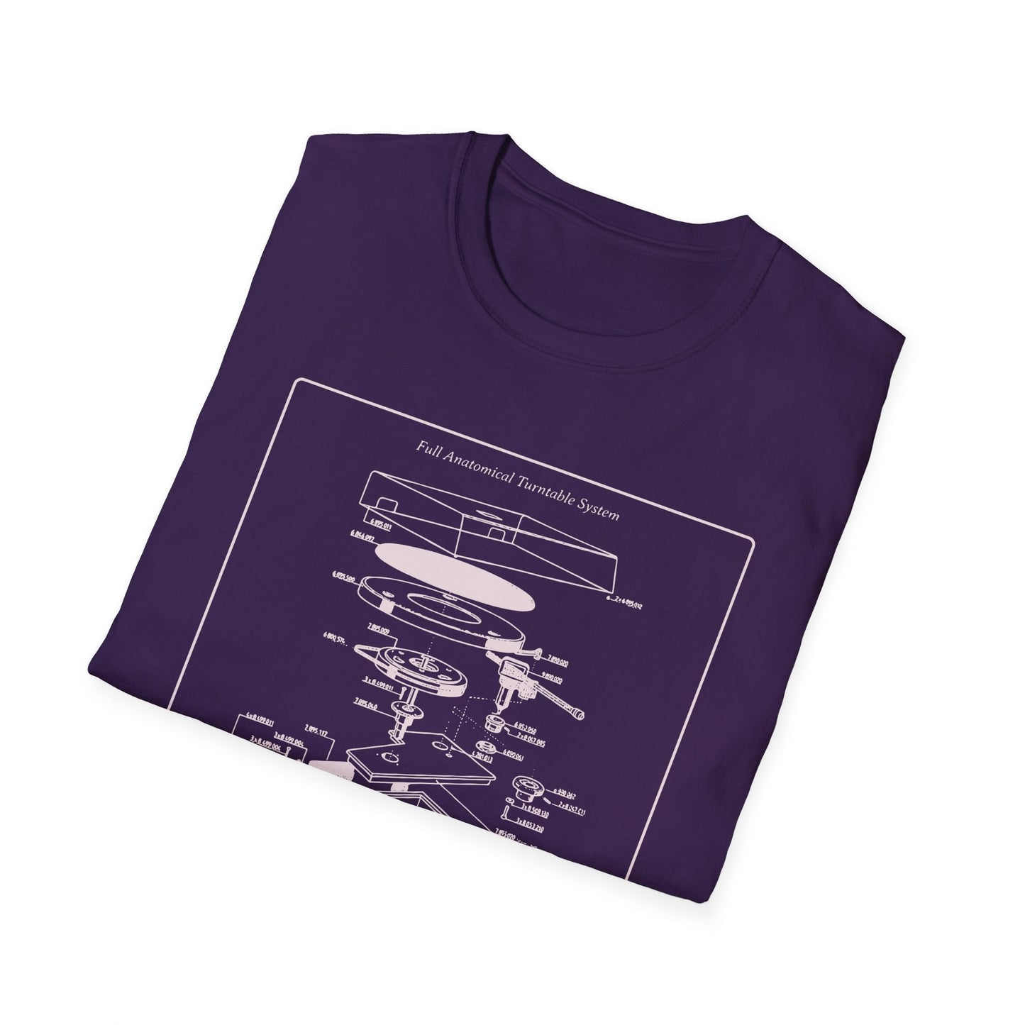 Record Player Blueprint T-Shirt Unisex Cotton Retro Vinyl Turntable Diagram Tee