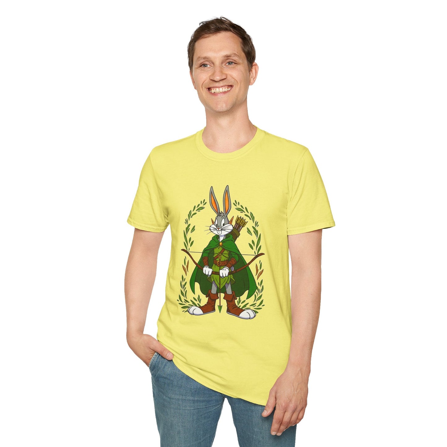 Bugs Bunny T Shirt Cartoon Art Tee Unisex Gildan Softstyle 64000 100 Percent Ring Spun Cotton