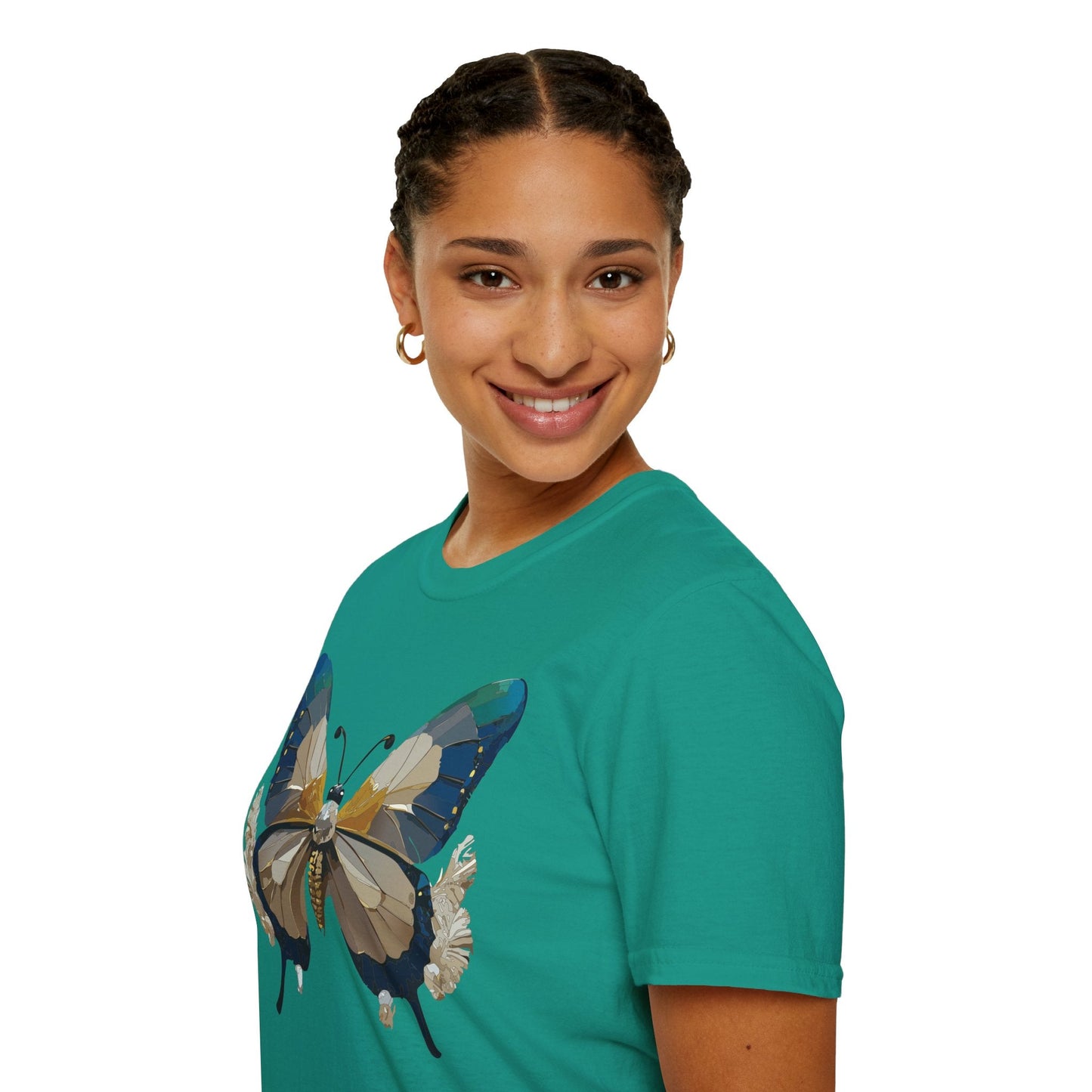 Butterfly Themed Unisex T Shirt With Monarch Design Gildan Softstyle 64000 Premium Ring Spun Cotton