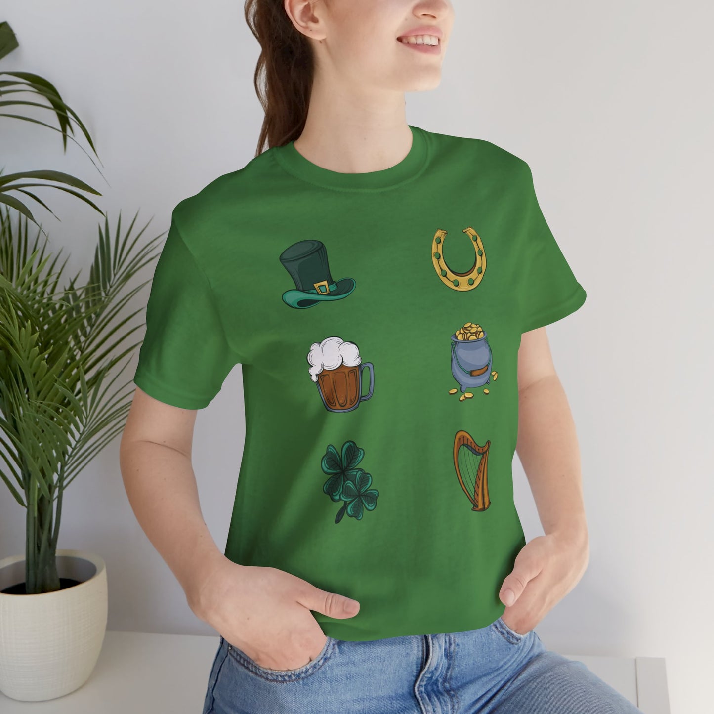 Camiseta unisex de algodón con estampados de la suerte