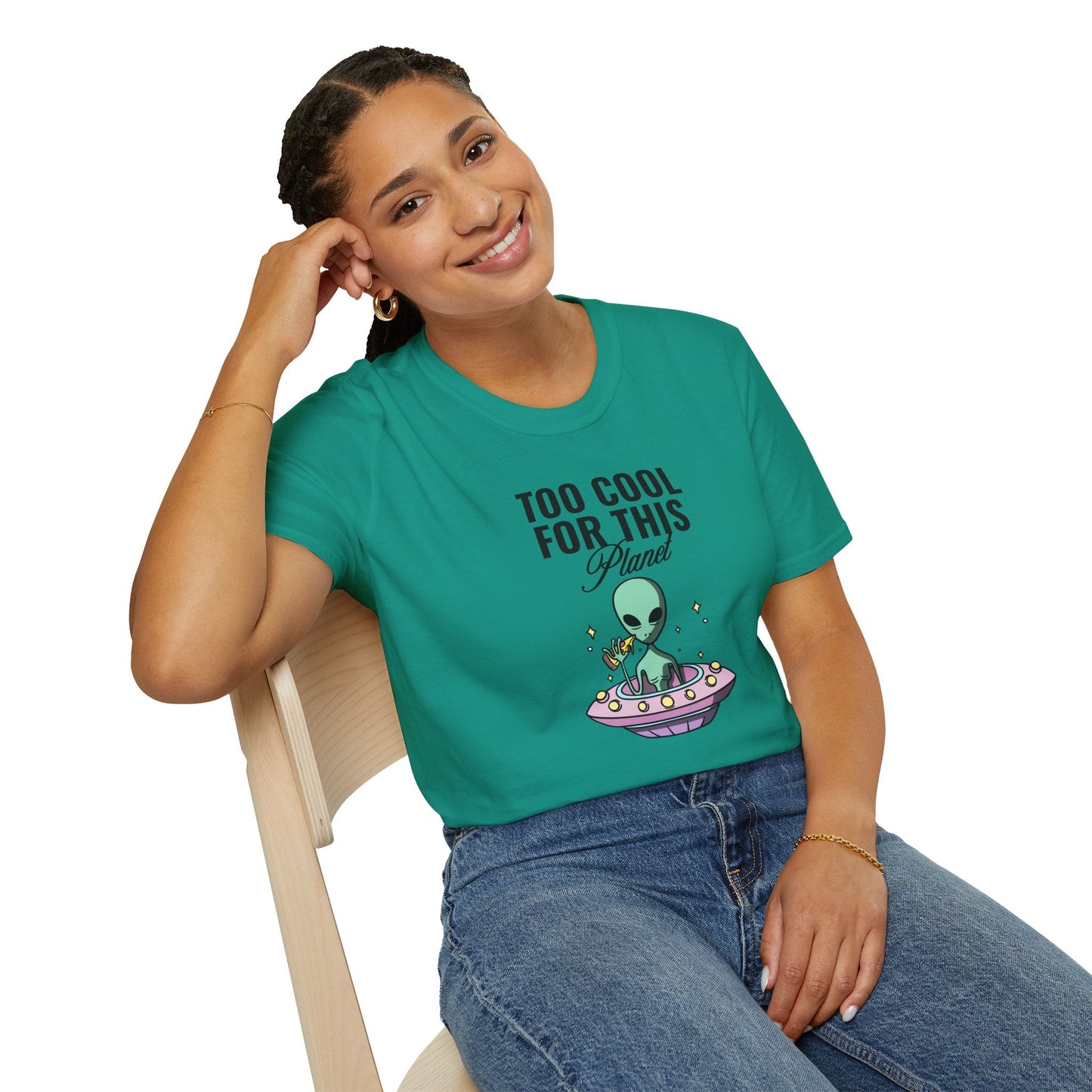 Alien UFO TShirt  Too Cool For This Planet Graphic Tee