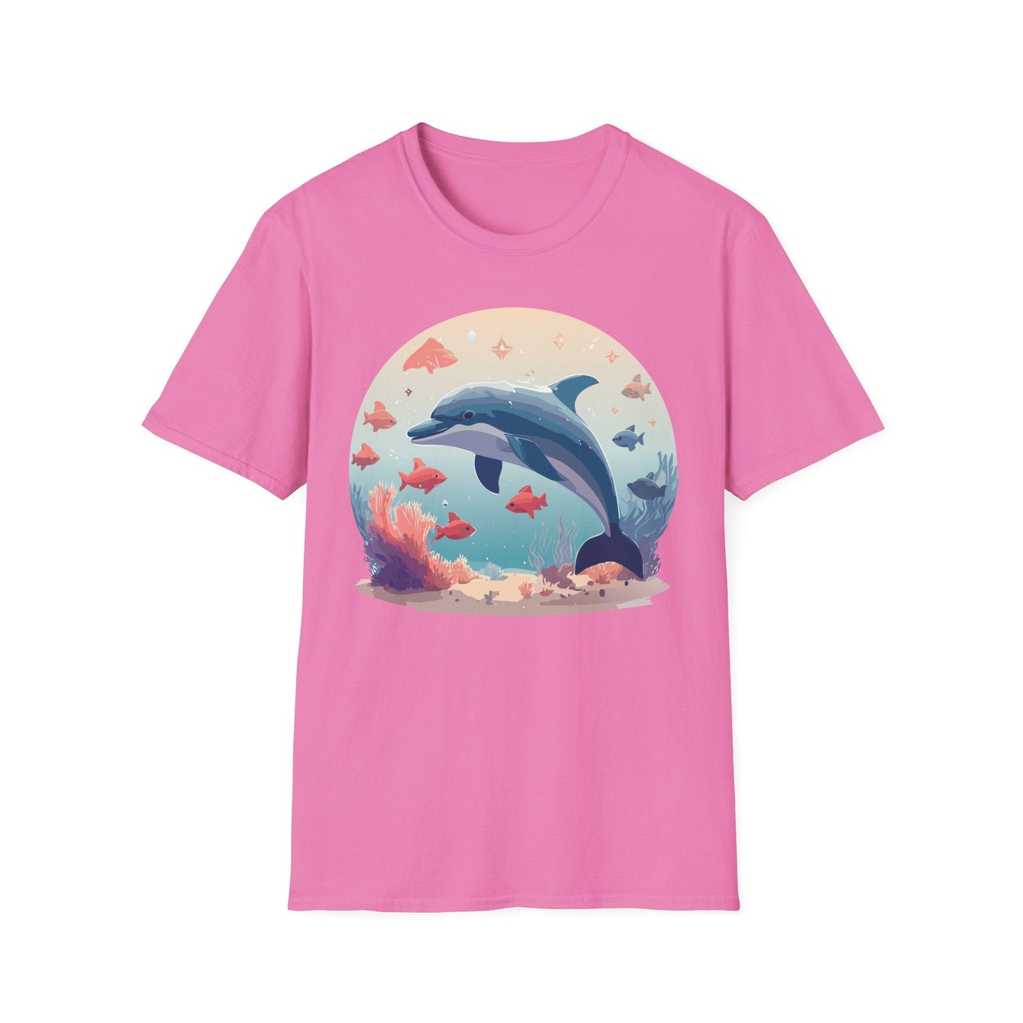 Dolphin Shirt Unisex Softstyle Tee 64000 Gildan 100 Percent Ring Spun Cotton For Everyday Comfort