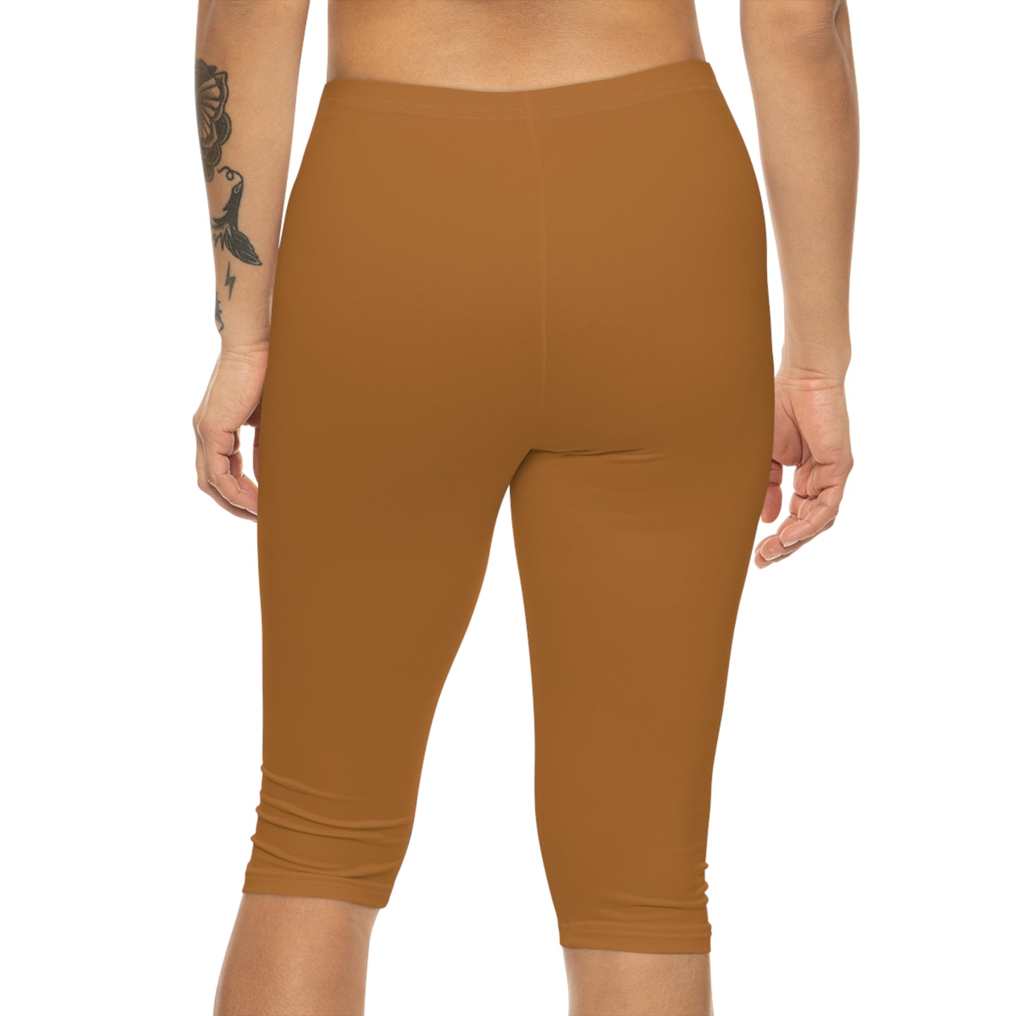 Copper Color Women's Brushed Suede Poly Span Casual Capri Leggings XS-2XL