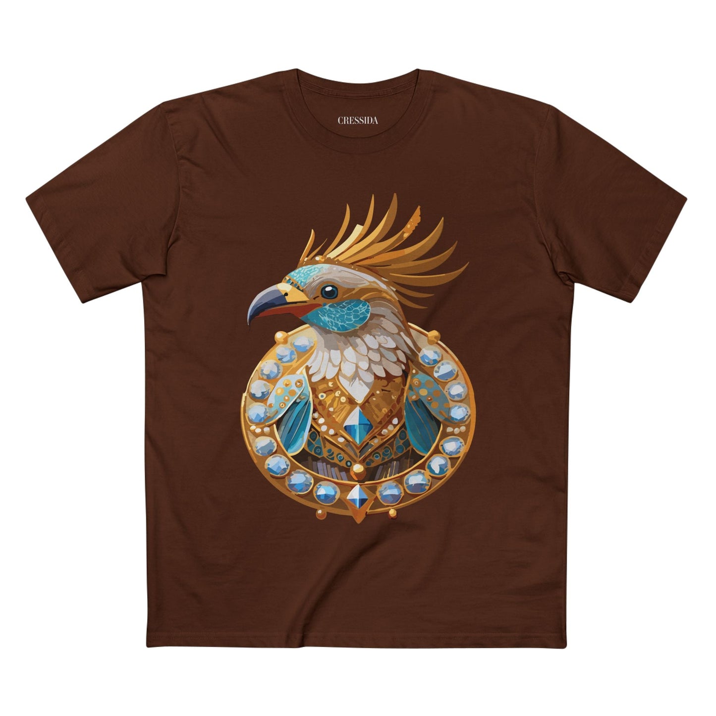 Bird Graphic Unisex 100 Cotton Tee With Unique Animal Golden Medallion Art Design 23