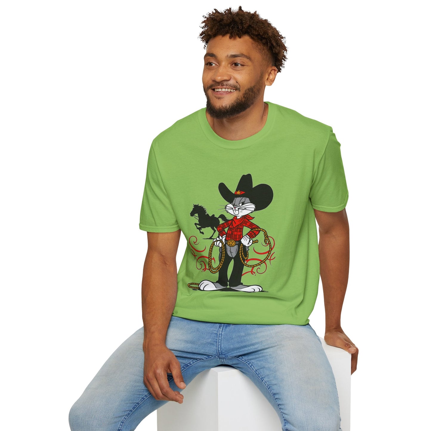 Cartoon Bunny Graphic Unisex Cotton Animal Animation Artwork Design Tee 1