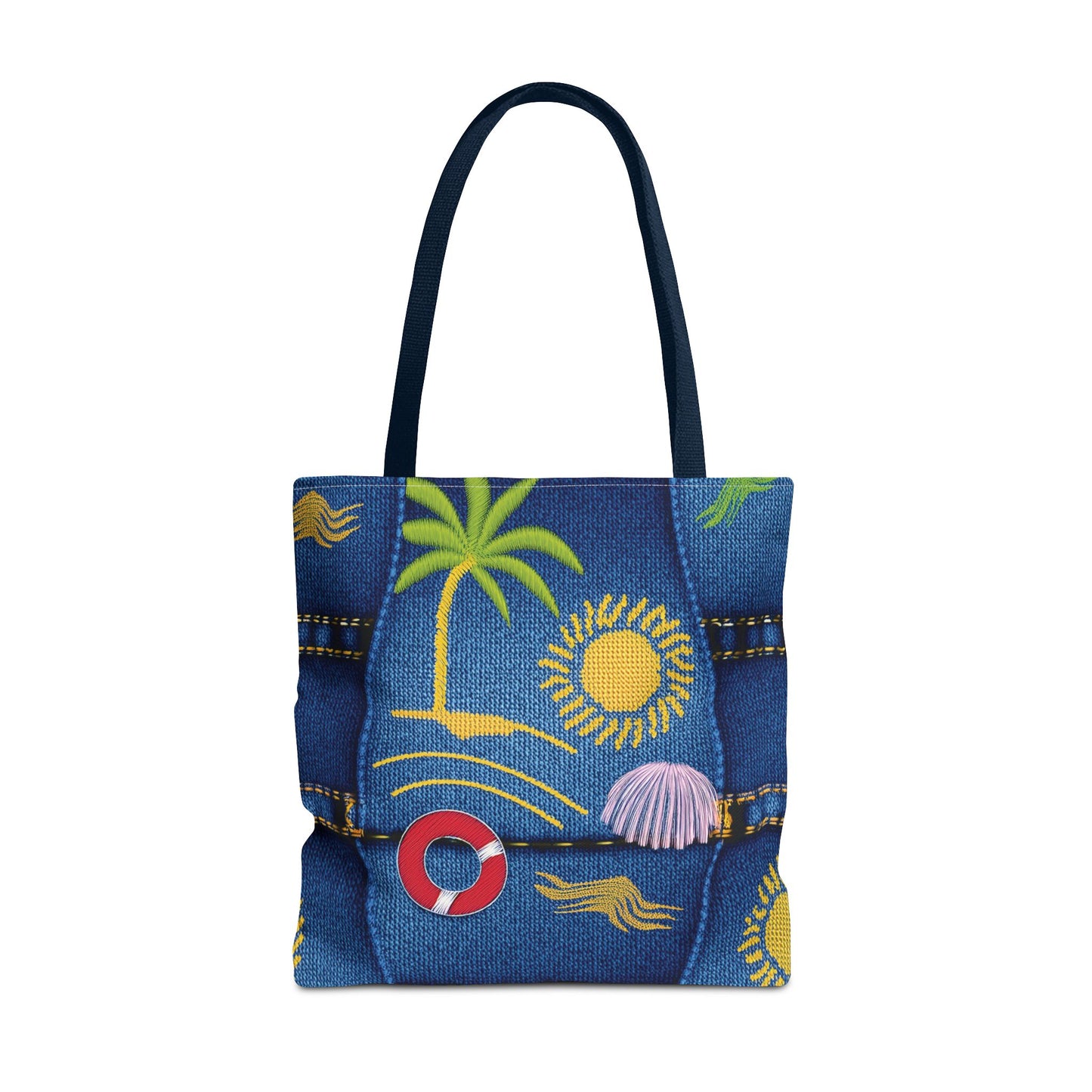 Denim Fabric Imitation Print Unisex Canvas Bag Poly Spun 3 Sizes Tote Bag 182-5