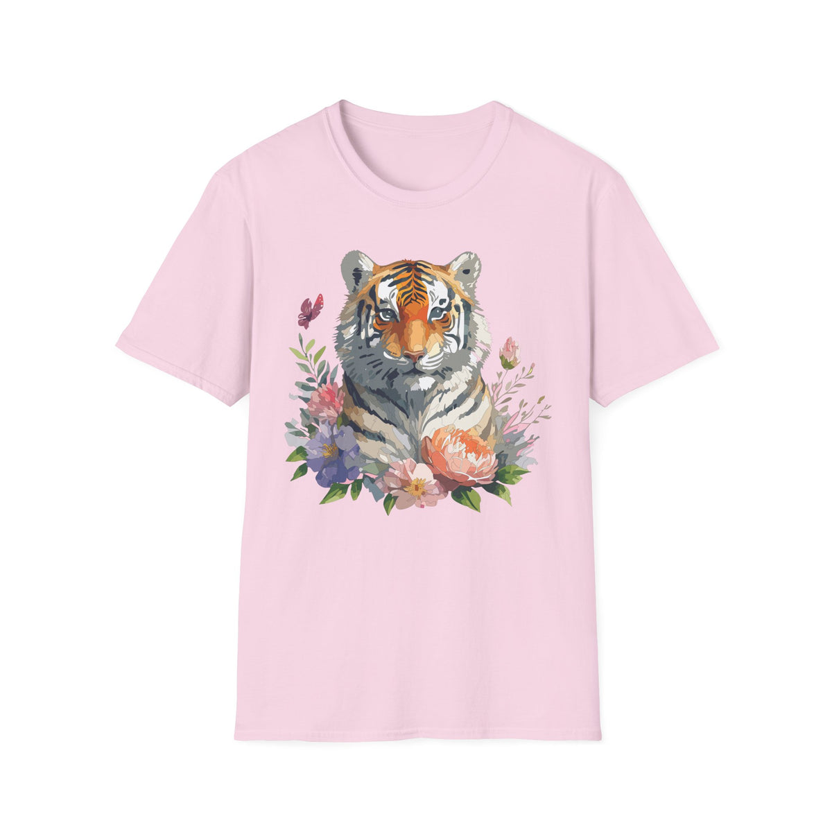 Watercolor Tiger Floral T-Shirt | Tiger Portrait Tee