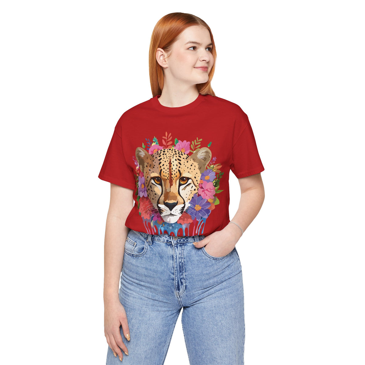 Cheetah Graphic Unisex Cotton Bella+Canvas Tee with Art Animal Design e12