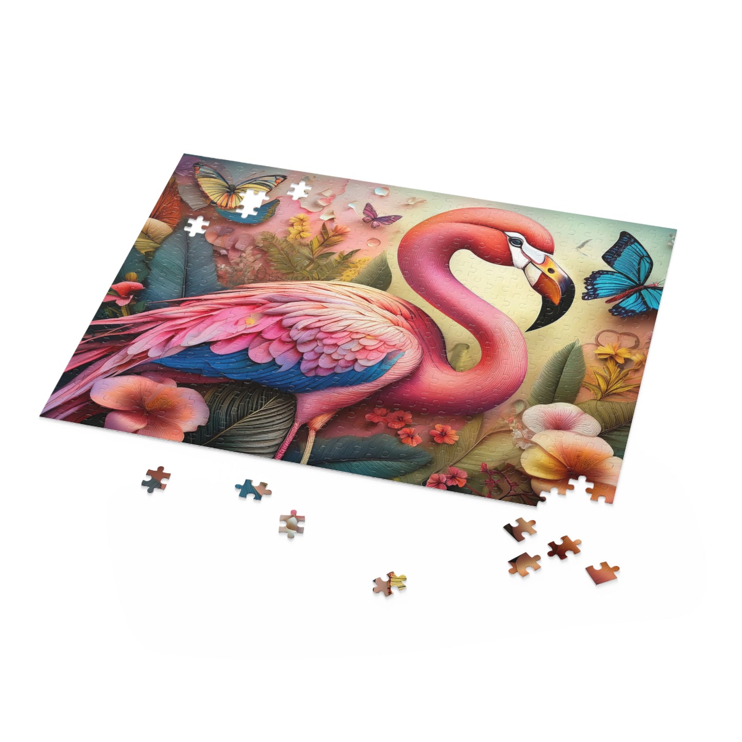 Puzzles-31 Kids Flamingo Puzzle 500-Piece  Floral Flamingo Puzzle 500-Piece, Birds Kids Puzzles Size: 16" x 20",  Ages 9+