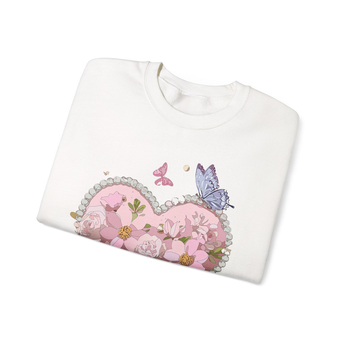 Floral Heart Love Graphic Valentine's Day Sweatshirt Unisex 50/50 Cotton-Poly Sweatshirt w28