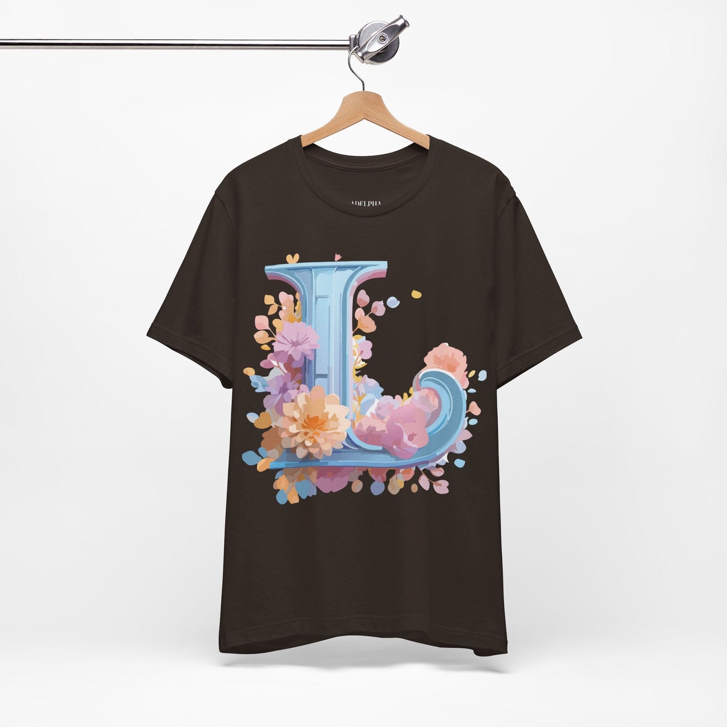 Unisex Letter L Graphic Tee Vintage Inspired Artwork Adelpha Short Sleeve Shirt Premium