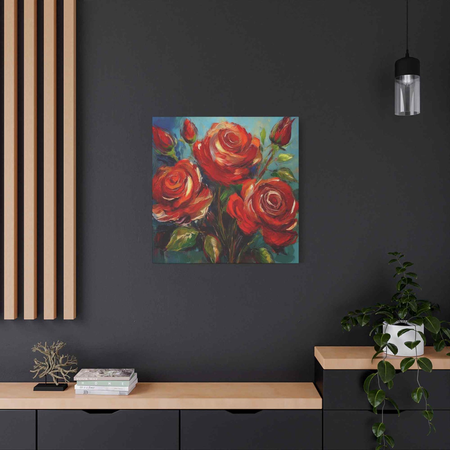 Red Roses Print Canvas, Roses Oil Paint Print 20x20, 24x24, 30x30, 32x32, 36x36, Floral Art Design Print Non-Frame MC-23