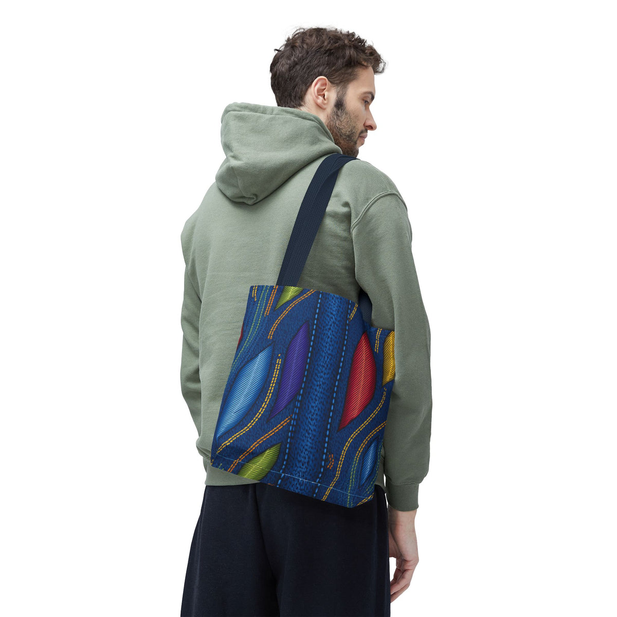 Denim Fabric Imitation Print Unisex Canvas Bag Poly Spun 3 Sizes Tote Bag 137